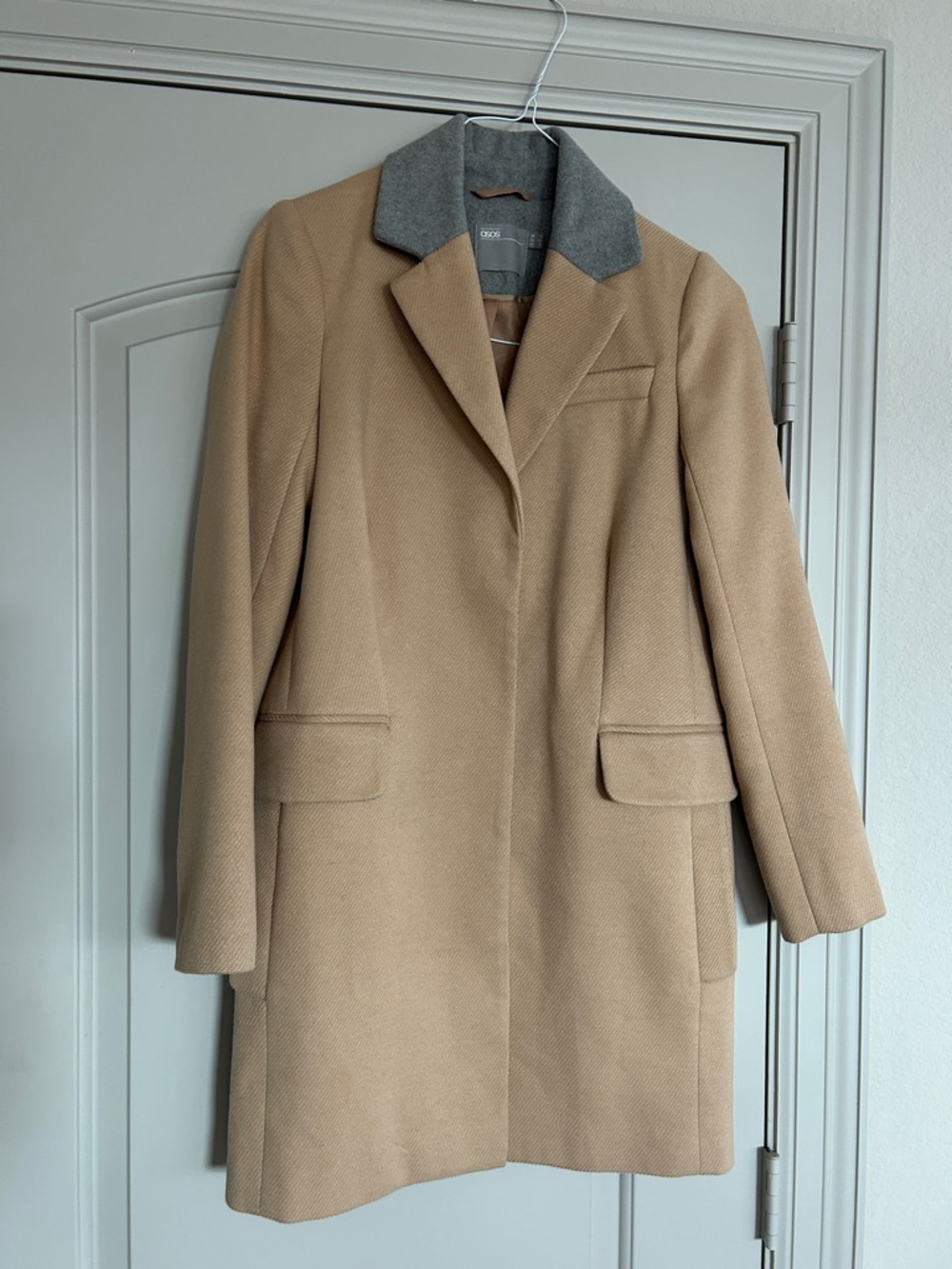 New ASOS Camel/Gray Faux Wool Dress Coat